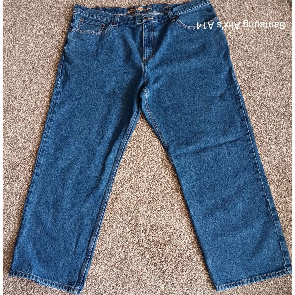 Eddie Bauer Jeans Men's Size 42 X 30 Blue Denim 5-Pockets High Rise Staright Leg
